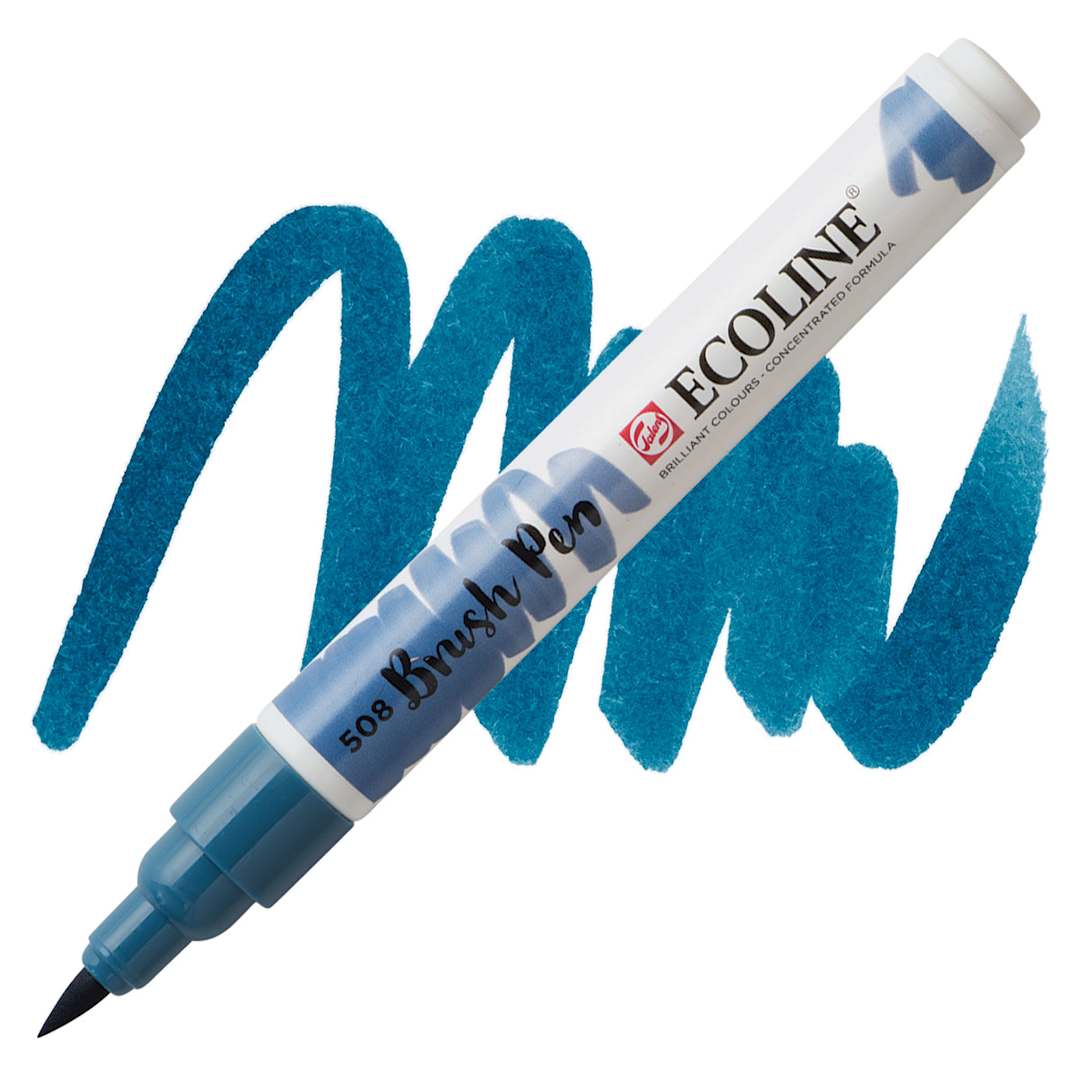 Open in modal - Royal Talens Ecoline Brush Marker - Prussian Blue marker and swatch