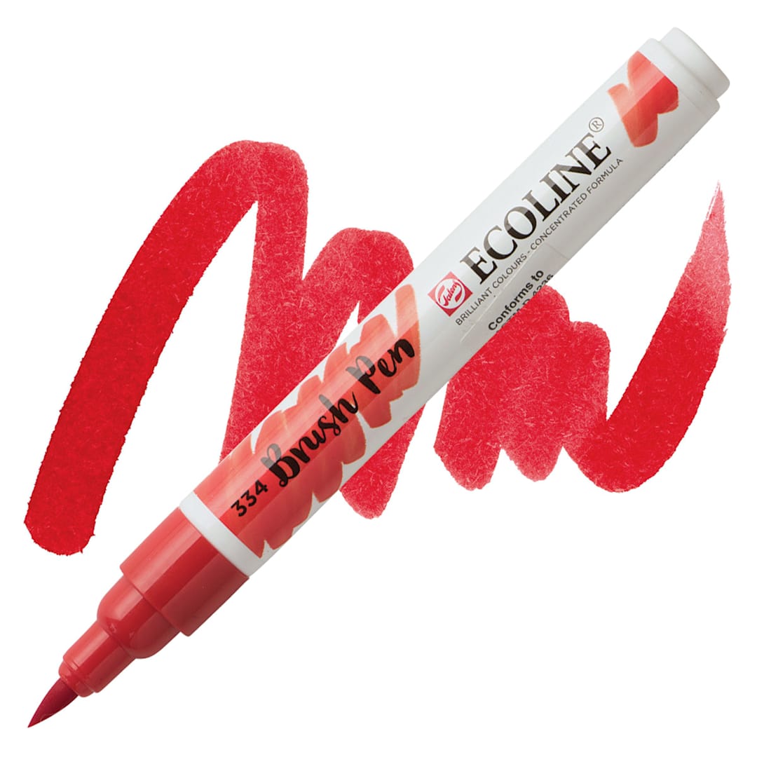 Open in modal - Royal Talens Ecoline Brush Marker - Scarlet marker and swatch