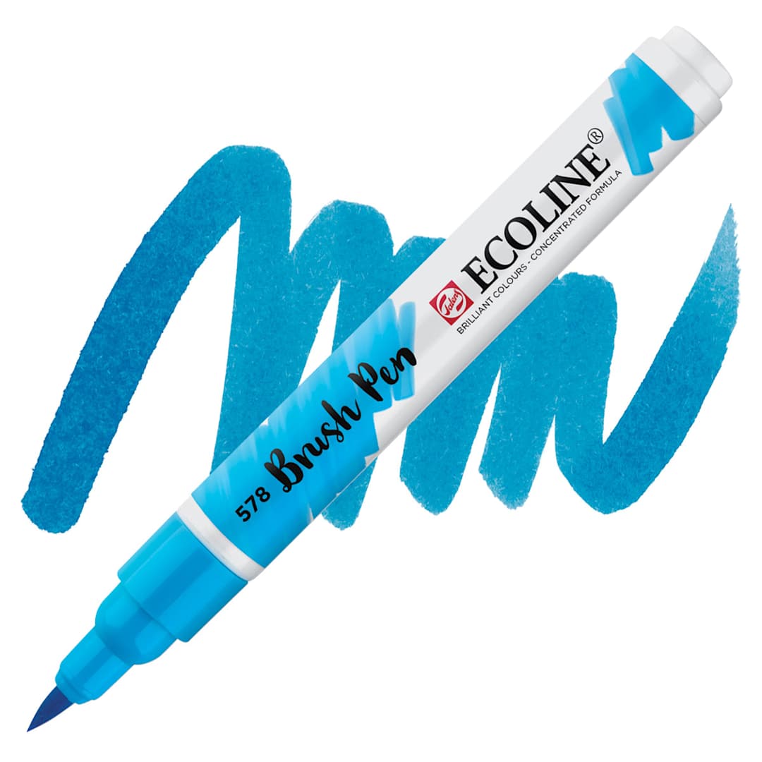 Open in modal - Royal Talens Ecoline Brush Marker - Sky Blue (Cyan) marker and swatch