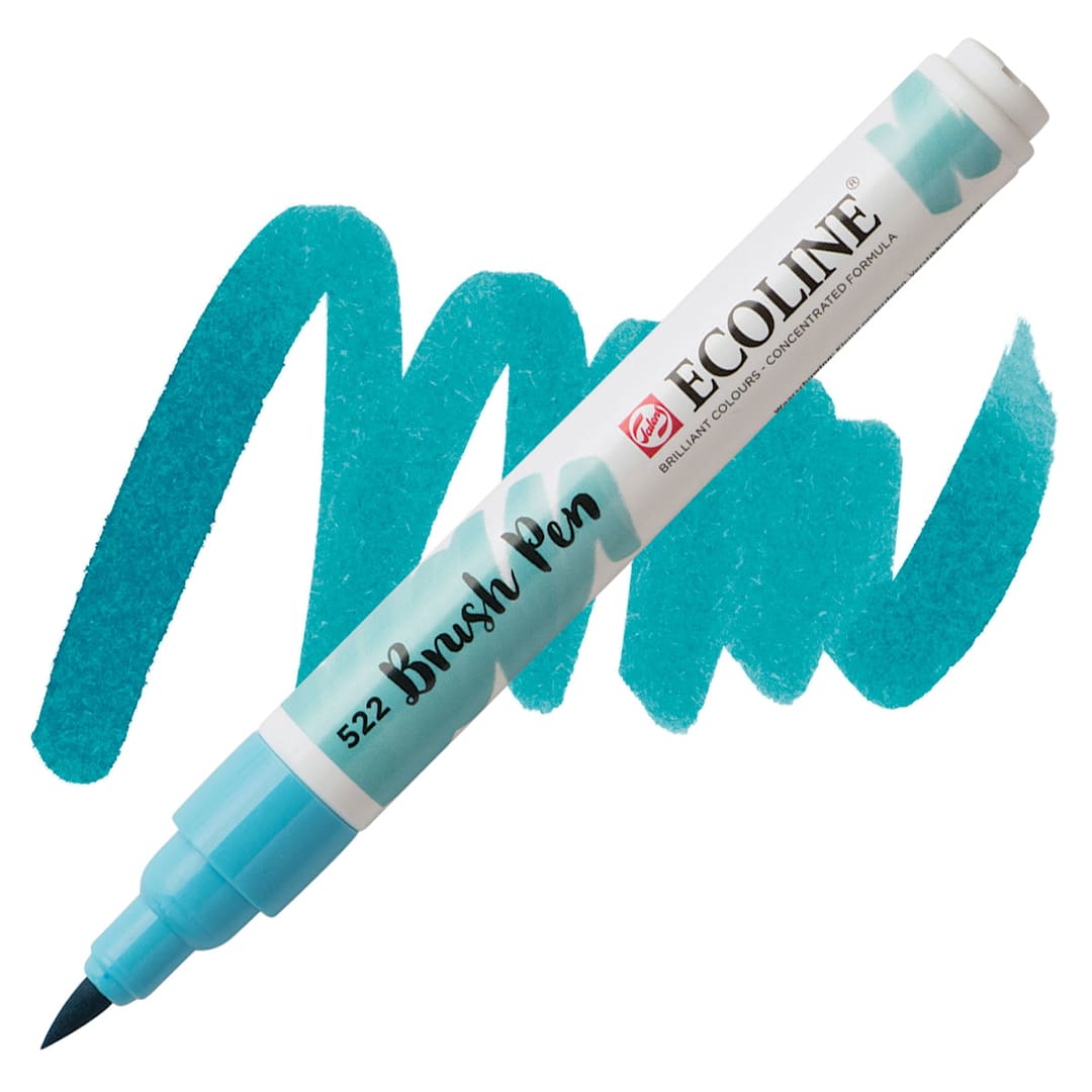 Open in modal - Royal Talens Ecoline Brush Marker - Turquoise Blue marker and swatch