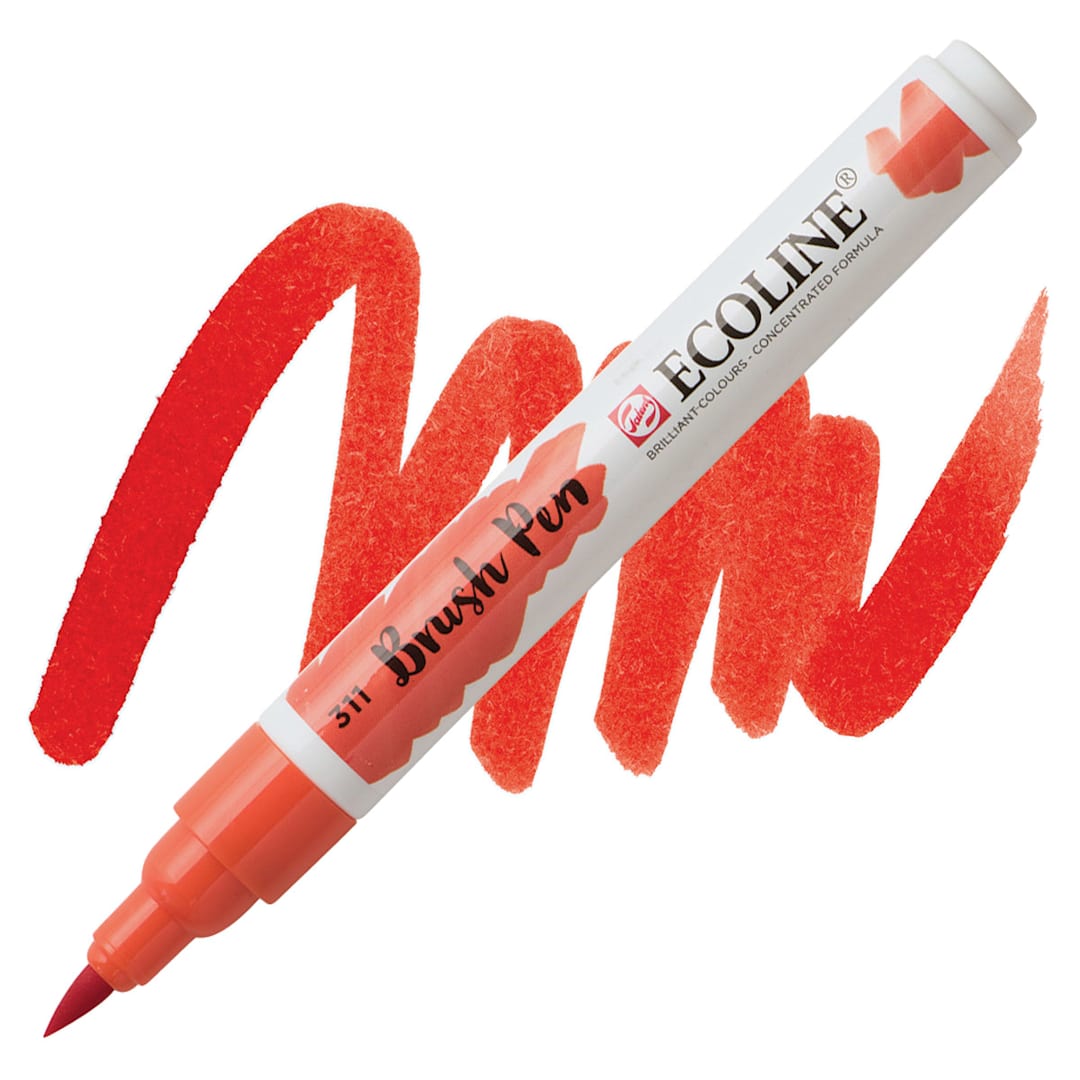 Open in modal - Royal Talens Ecoline Brush Marker - Vermilion marker and swatch
