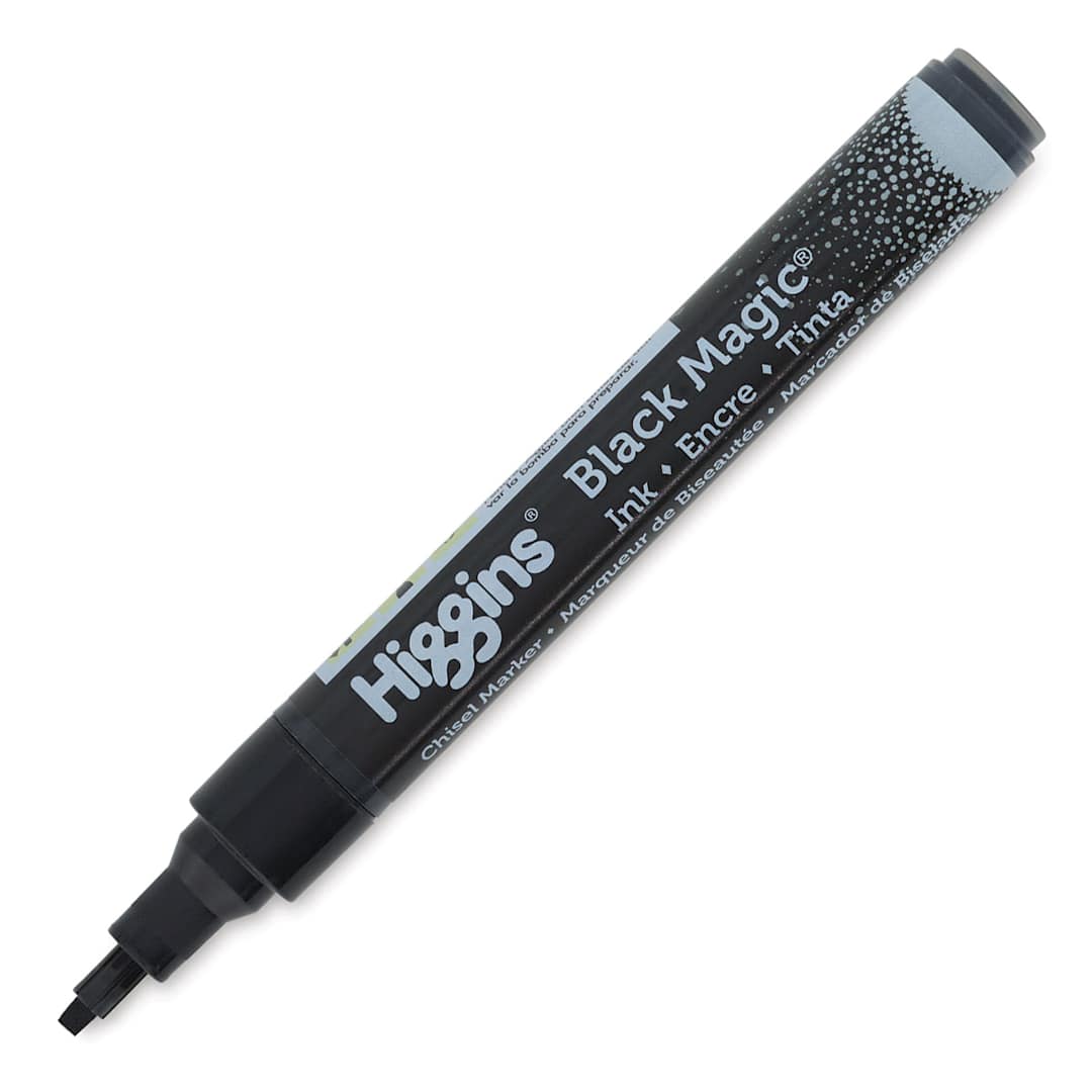 Open in modal - Higgins Ink Pump Markers - Angled view of uncapped Chisel Nib Magic Marker