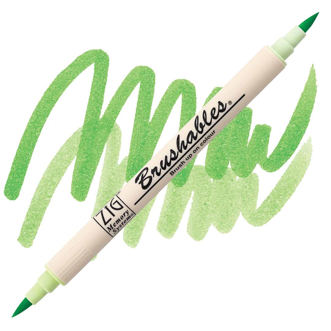 Open in modal - Zig Brushables Dual Tip Marker - Cool Cucumber marker and swatch