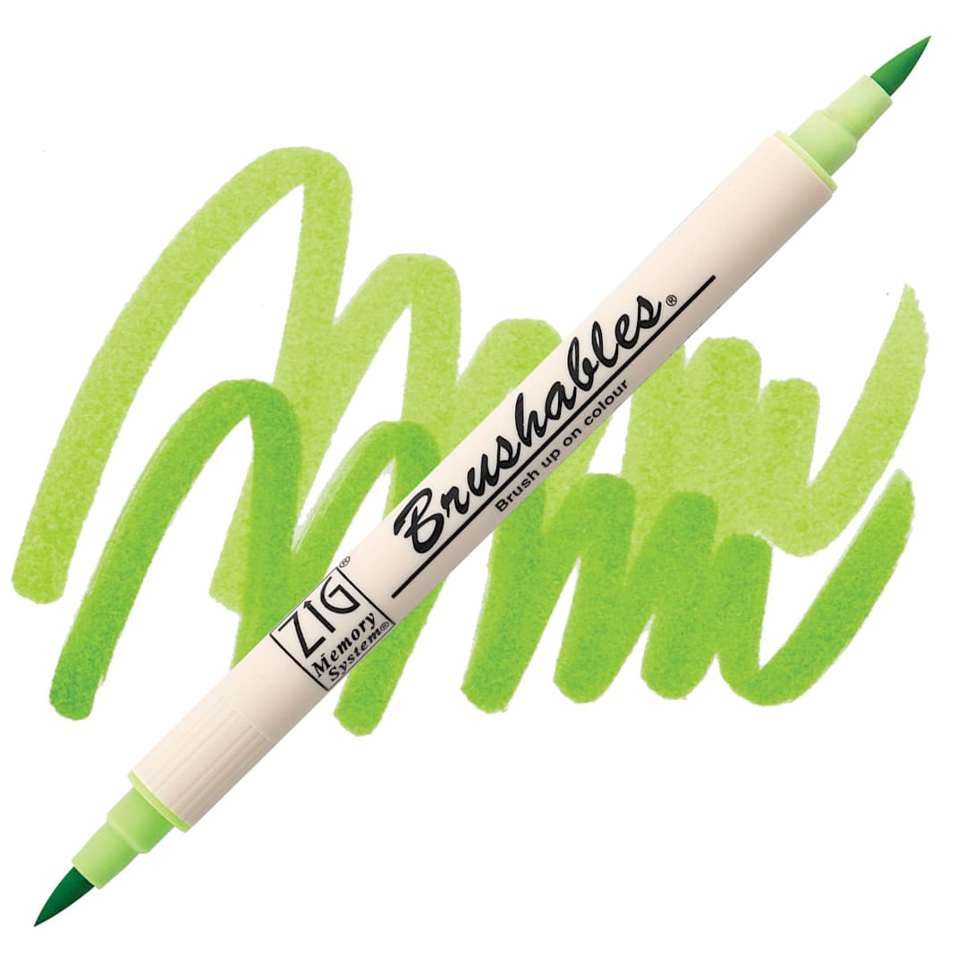 Open in modal - Zig Brushables Dual Tip Marker - Kiwi marker and swatch