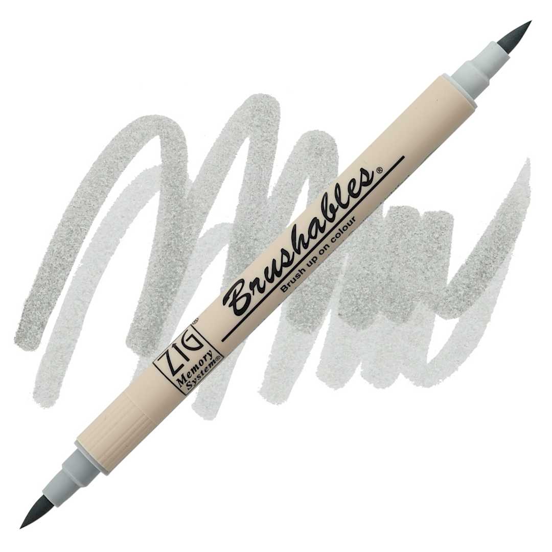 Open in modal - Zig Brushables Dual Tip Marker - Platinum marker and swatch