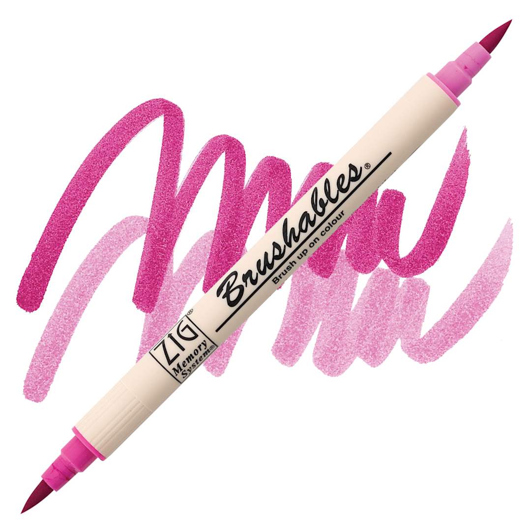 Open in modal - Zig Brushables Dual Tip Marker - Pure Pink marker and swatch