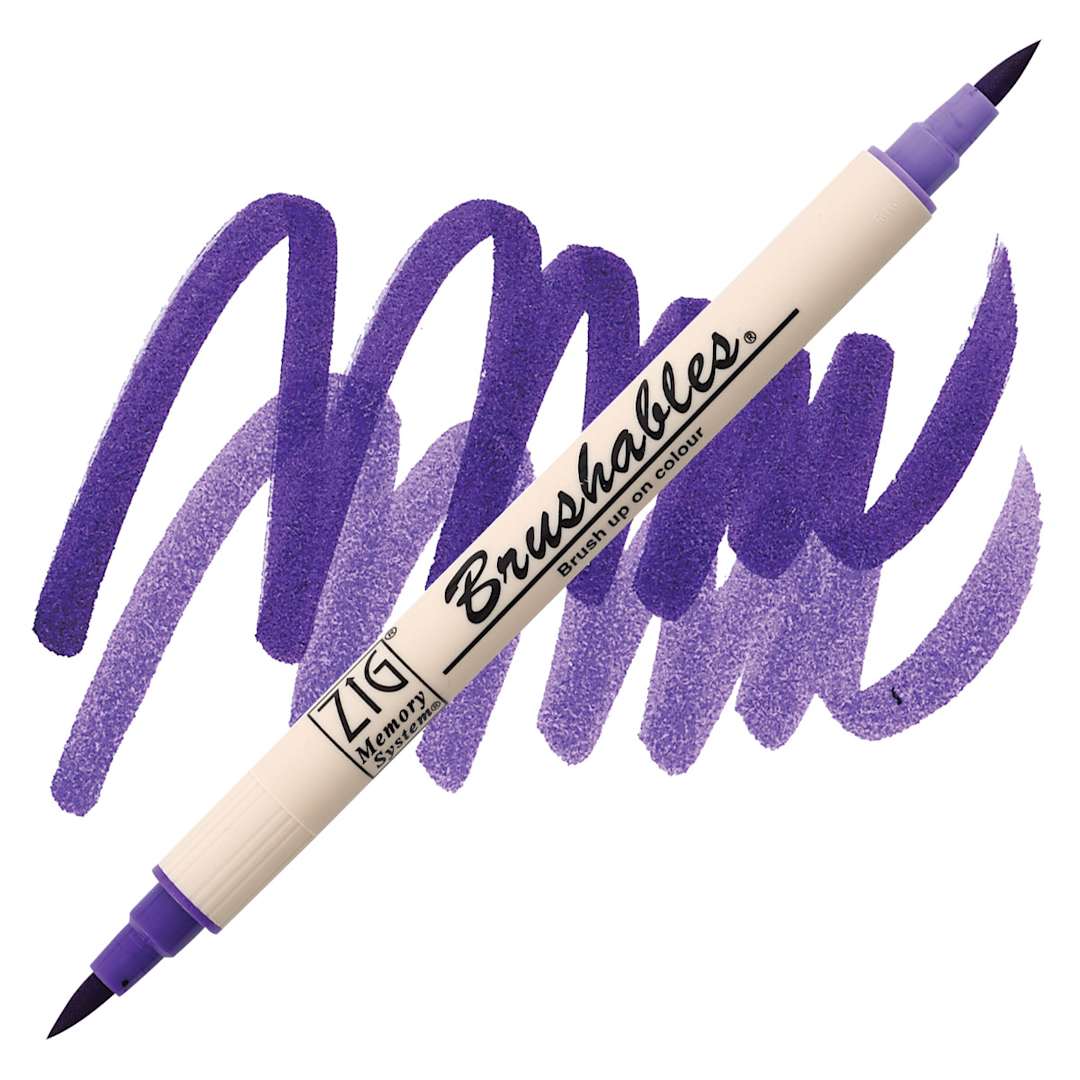 Open in modal - Zig Brushables Dual Tip Marker - Pure Violet marker and swatch