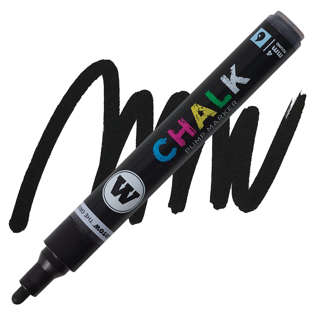 Open in modal - Molotow Chalk Marker - Black, 4 mm marker and swatch