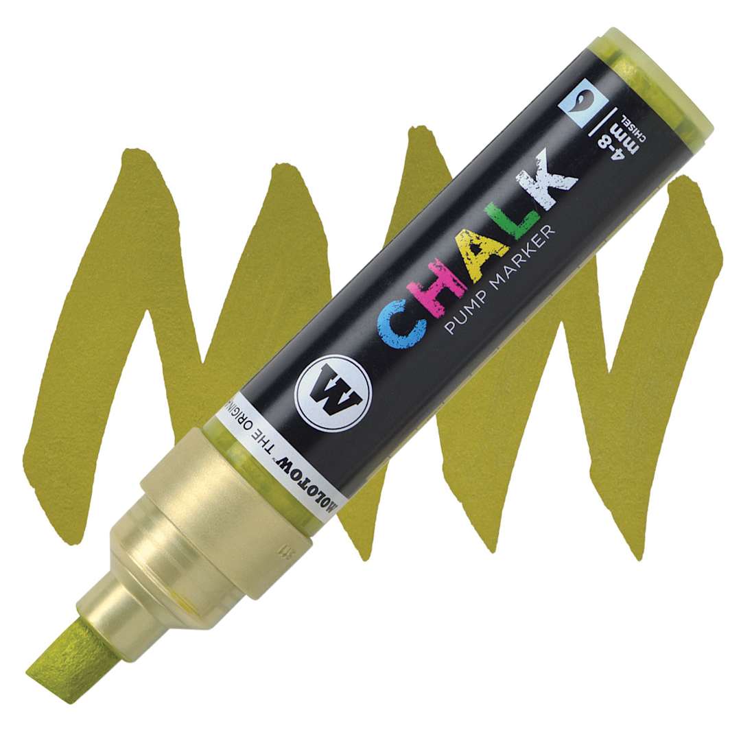 Open in modal - Molotow Chalk Marker - Metallic Gold, 4-8 mm marker and swatch