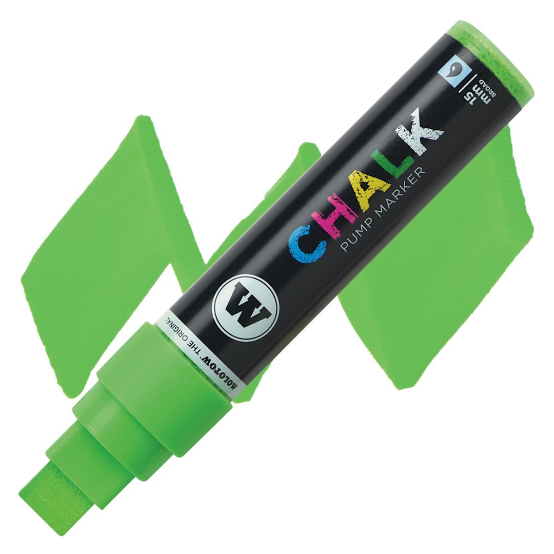 Open in modal - Molotow Chalk Marker - Neon Green, 15 mm marker and swatch