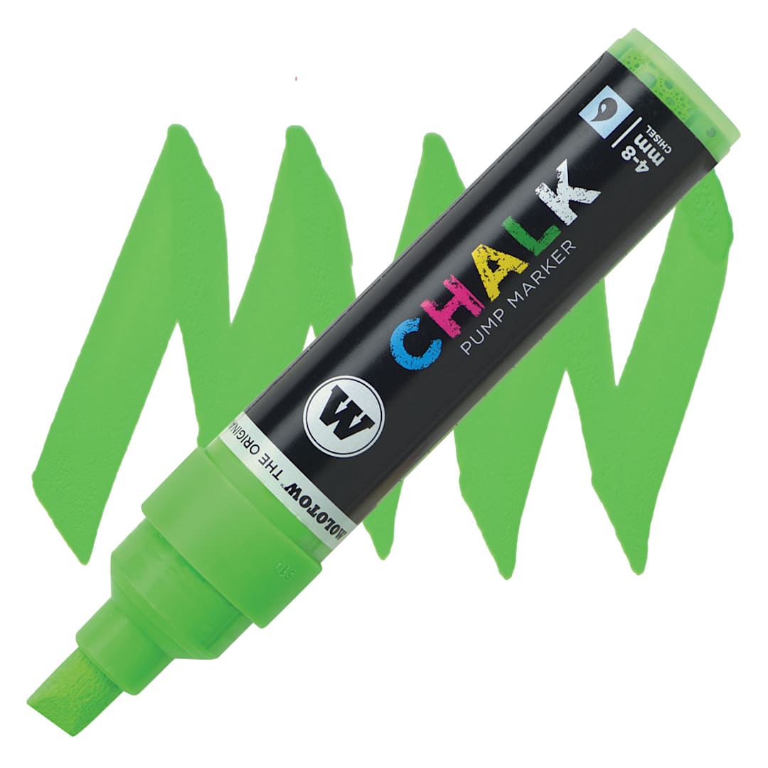 Open in modal - Molotow Chalk Marker - Neon Green 4-8 mm marker and swatch