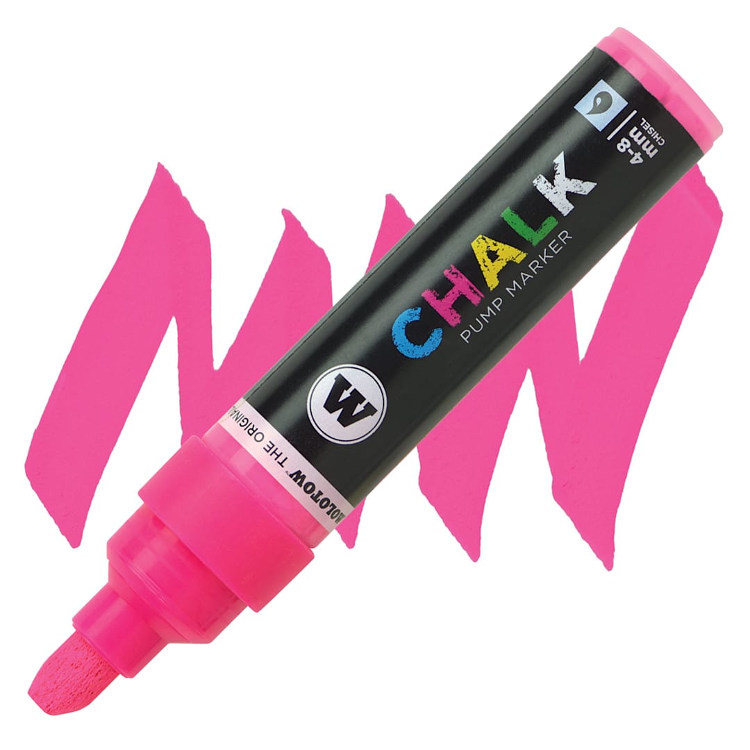 Open in modal - Molotow Chalk Marker - Neon Pink, 4-8 mm marker and swatch