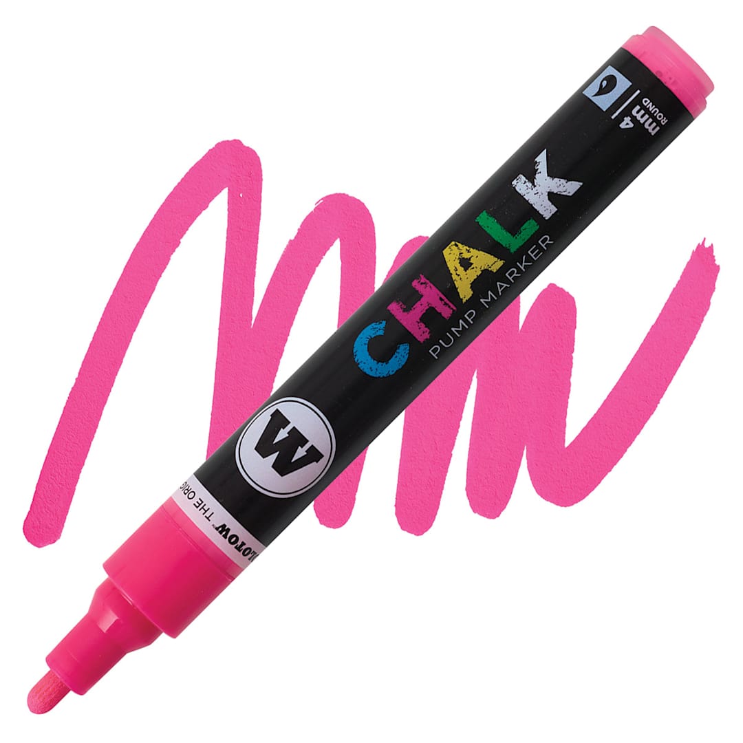 Open in modal - Molotow Chalk Marker - Neon Pink, 4 mm marker and swatch