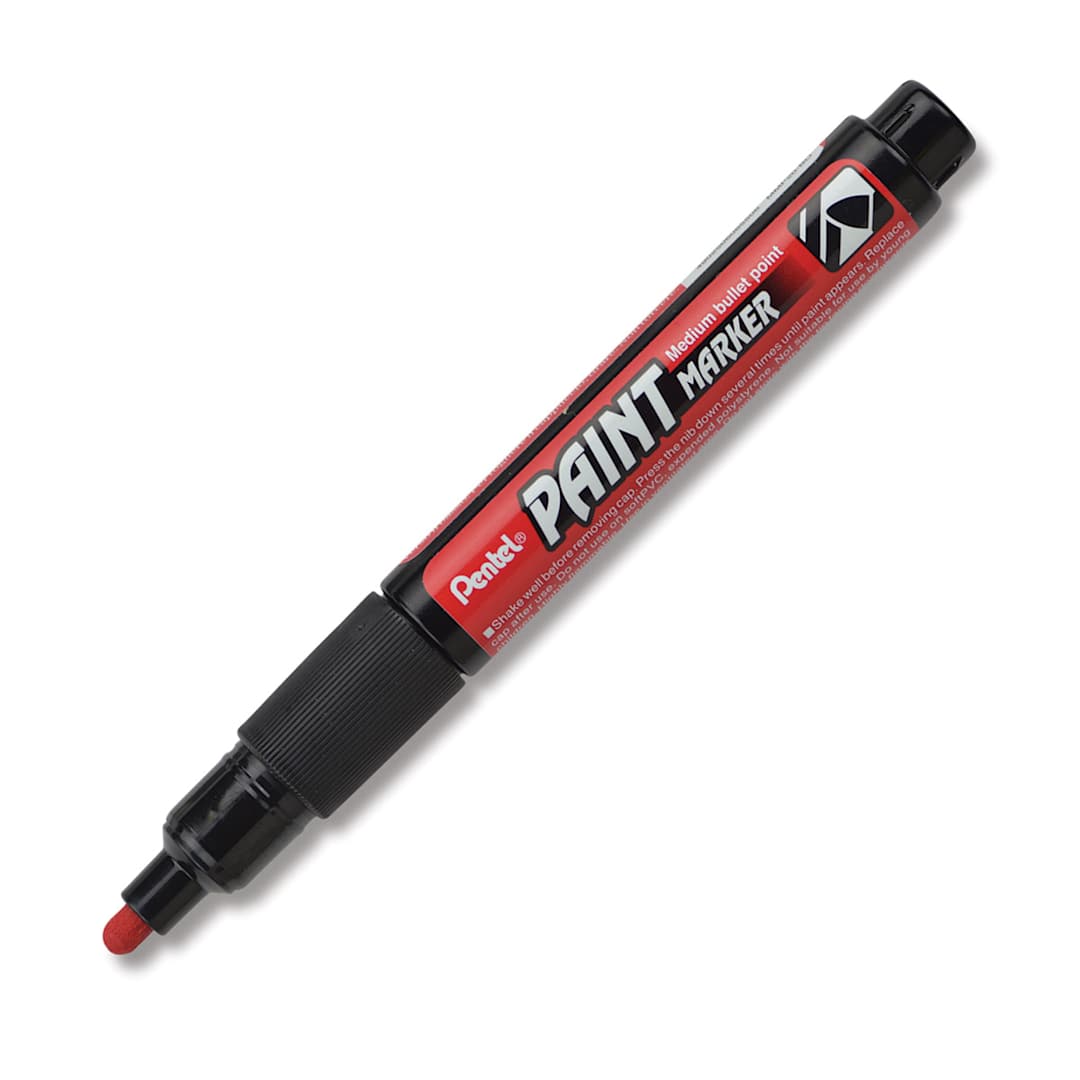 Open in modal - Pentel Paint Markers - Angled view of uncapped Red Marker
