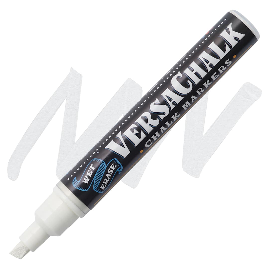 Open in modal - VersaChalk Wet Erase Liquid Chalk Marker - White, 5 mm, swatch and marker