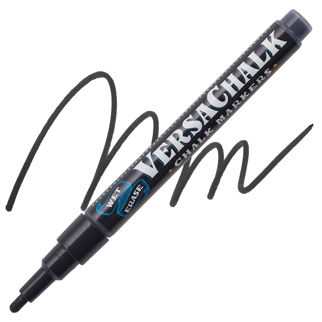 Open in modal - VersaChalk Wet Erase Liquid Chalk Marker - Classic Jet Black, 3 mm, swatch and marker