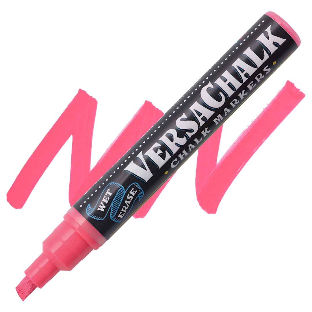 Open in modal - VersaChalk Wet Erase Liquid Chalk Marker - Vivid Mandy Pink, 5 mm, swatch and marker