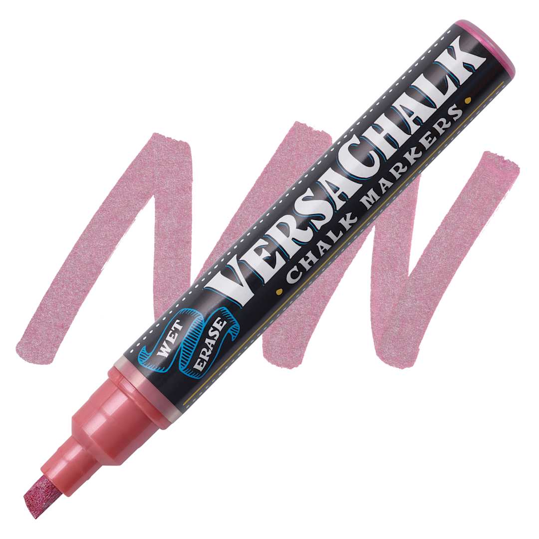 Open in modal - VersaChalk Wet Erase Liquid Chalk Marker - Metallic Ruby Red, 5 mm, swatch and marker