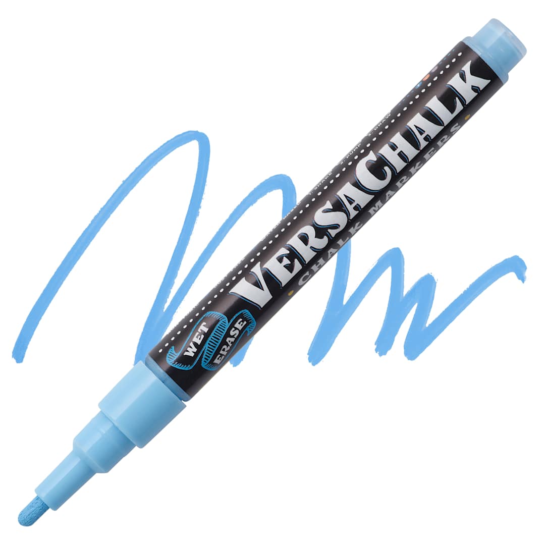 Open in modal - VersaChalk Wet Erase Liquid Chalk Marker - Neon Blue, 3 mm, swatch and marker