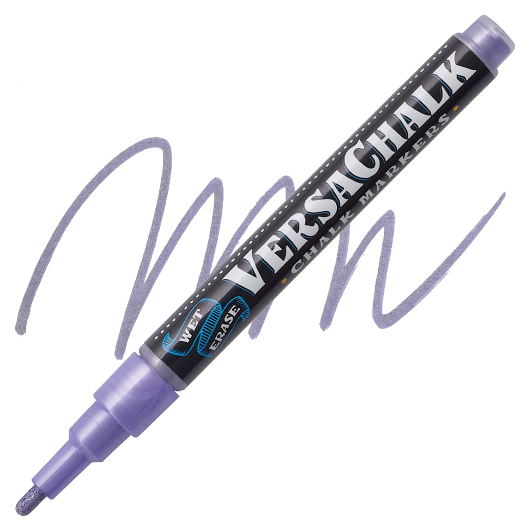 Open in modal - VersaChalk Wet Erase Liquid Chalk Marker - Metallic Amethyst, 3 mm, swatch and marker