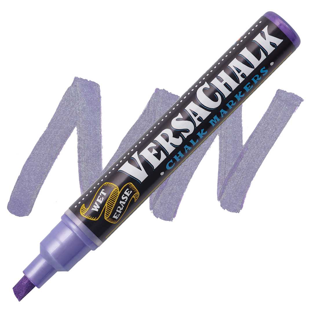 Open in modal - VersaChalk Wet Erase Liquid Chalk Marker - Metallic Amethyst, 5 mm, swatch and marker