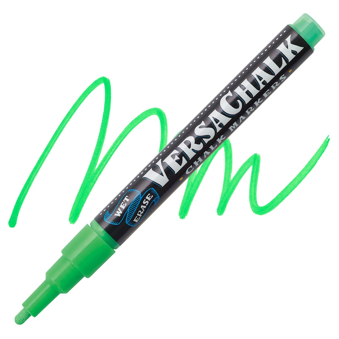 Open in modal - VersaChalk Wet Erase Liquid Chalk Marker - Neon Green, 3 mm, swatch and marker