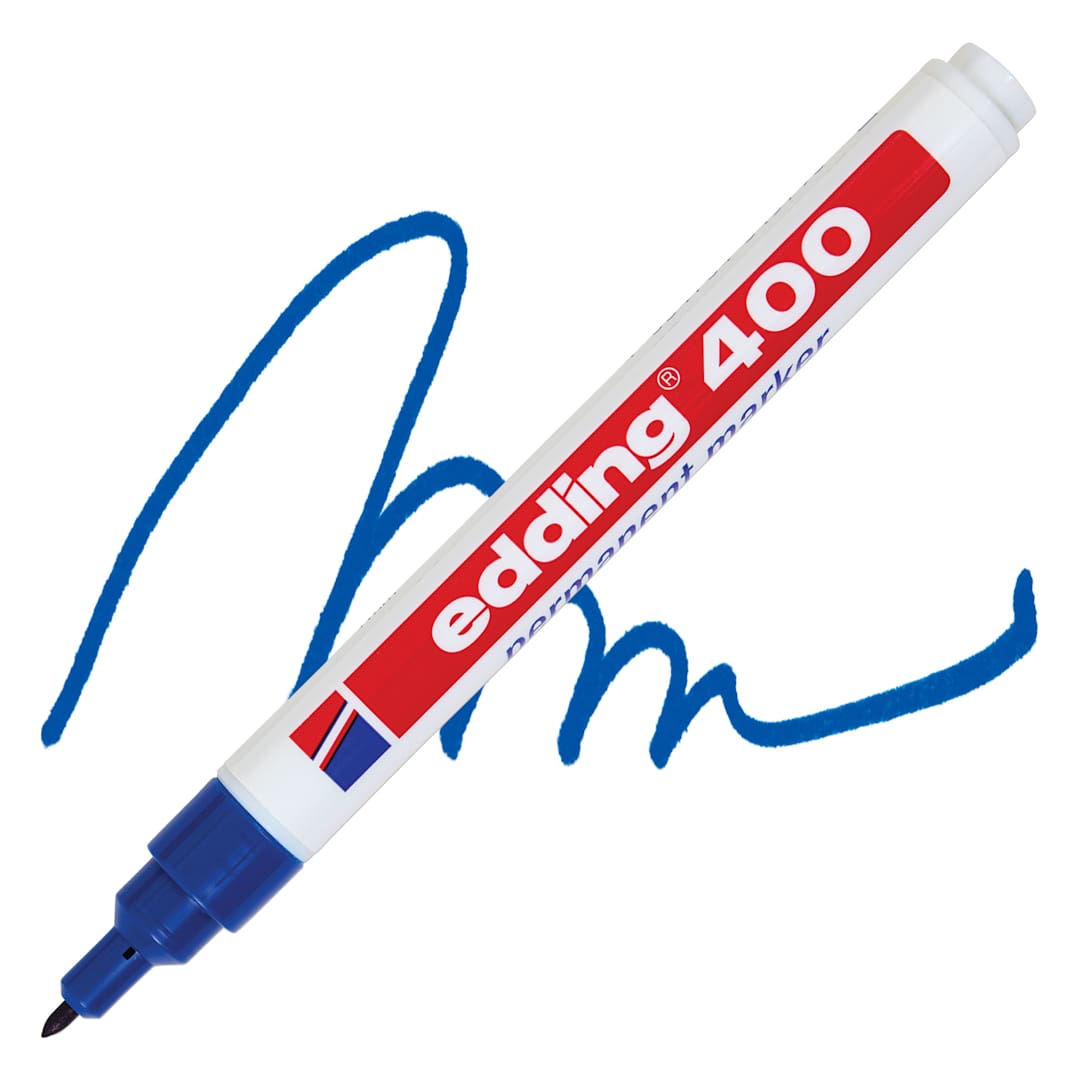 Open in modal - Edding Permanent Marker - Blue, 400 Series, swatch and marker