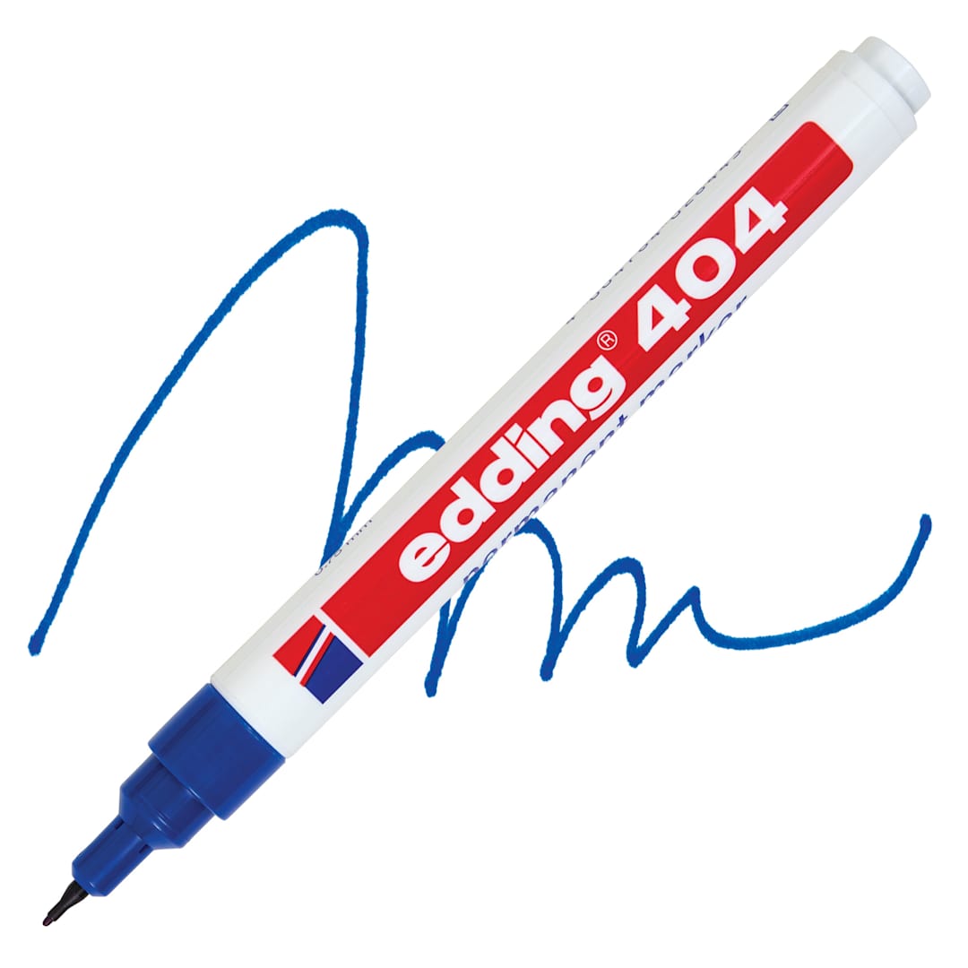 Open in modal - Edding Permanent Marker - Blue, 404 Series, swatch and marker