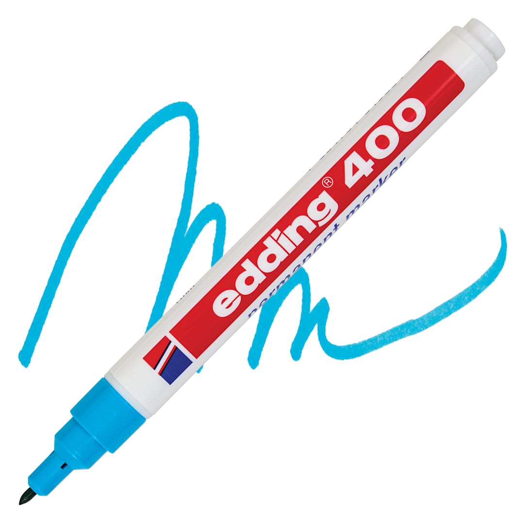 Open in modal - Edding Permanent Marker - Light Blue, 400 Series, swatch and marker