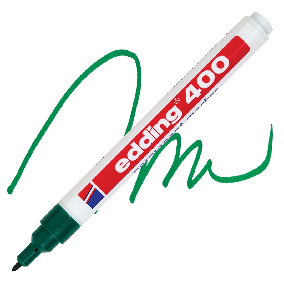 Open in modal - Edding Permanent Marker - Green, 400 Series, swatch and marker