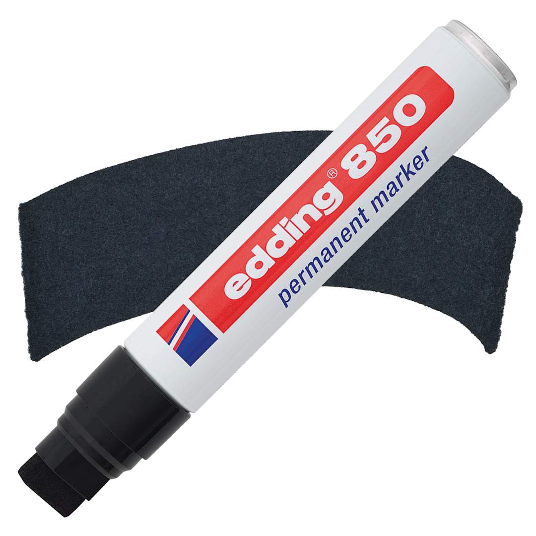 Open in modal - Edding Permanent Marker - Black, 850, Chisel Nib, 5-15 mm marker and swatch