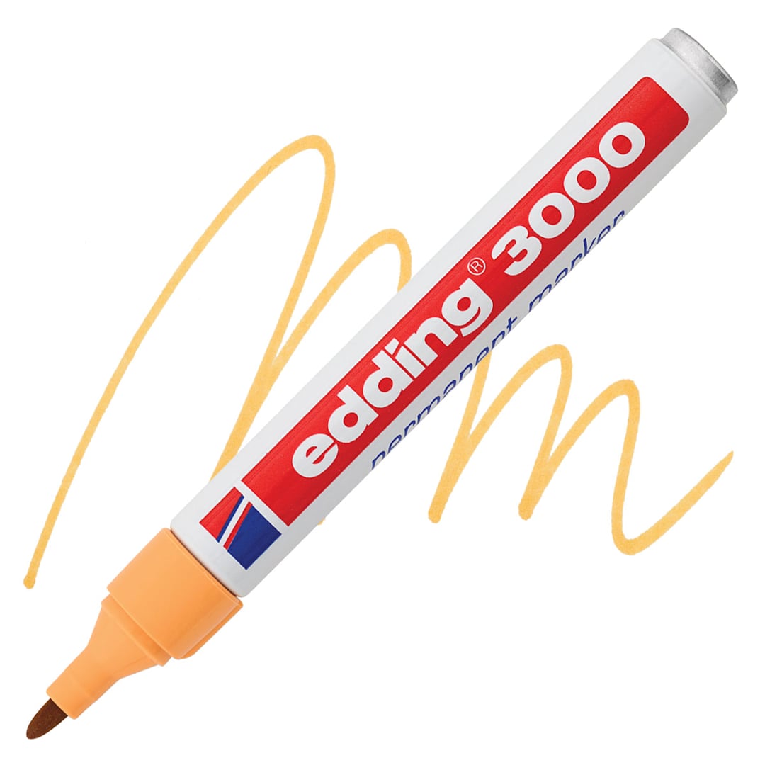 Open in modal - Edding Permanent Marker - Light Orange, 3000, Bullet Nib marker and swatch