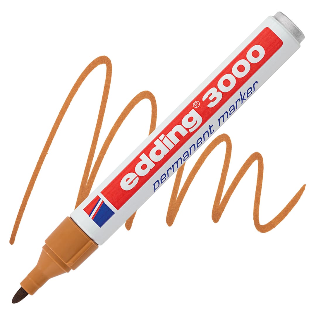 Open in modal - Edding Permanent Marker - Ochre, 3000, Bullet Nib marker and swatch