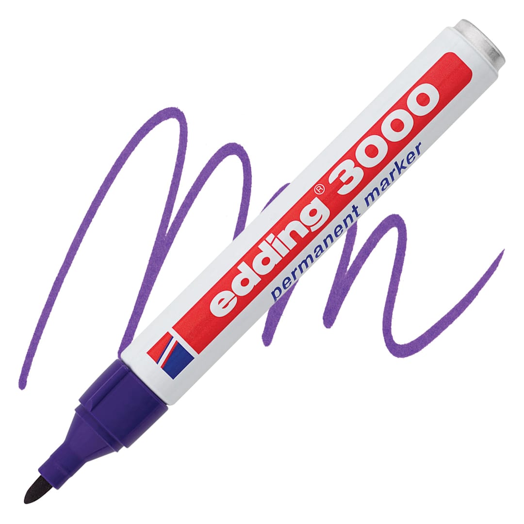 Open in modal - Edding Permanent Marker - Violet, 3000, Bullet Nib marker and swatch
