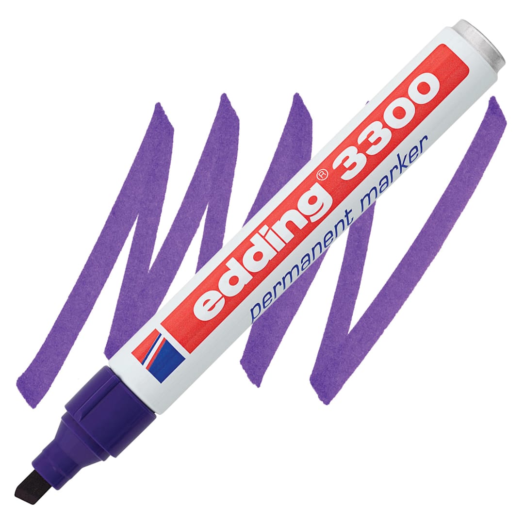 Open in modal - Edding Permanent Marker - Violet, 3300, Chisel Nib, 1-5 mm marker and swatch