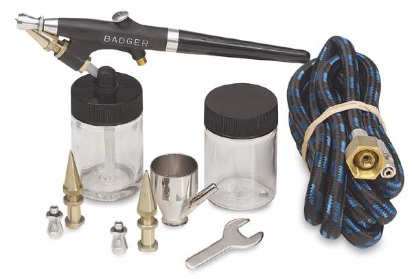 Open in modal - Badger Model 350 Single Action Airbrush Set - Components of set shown
