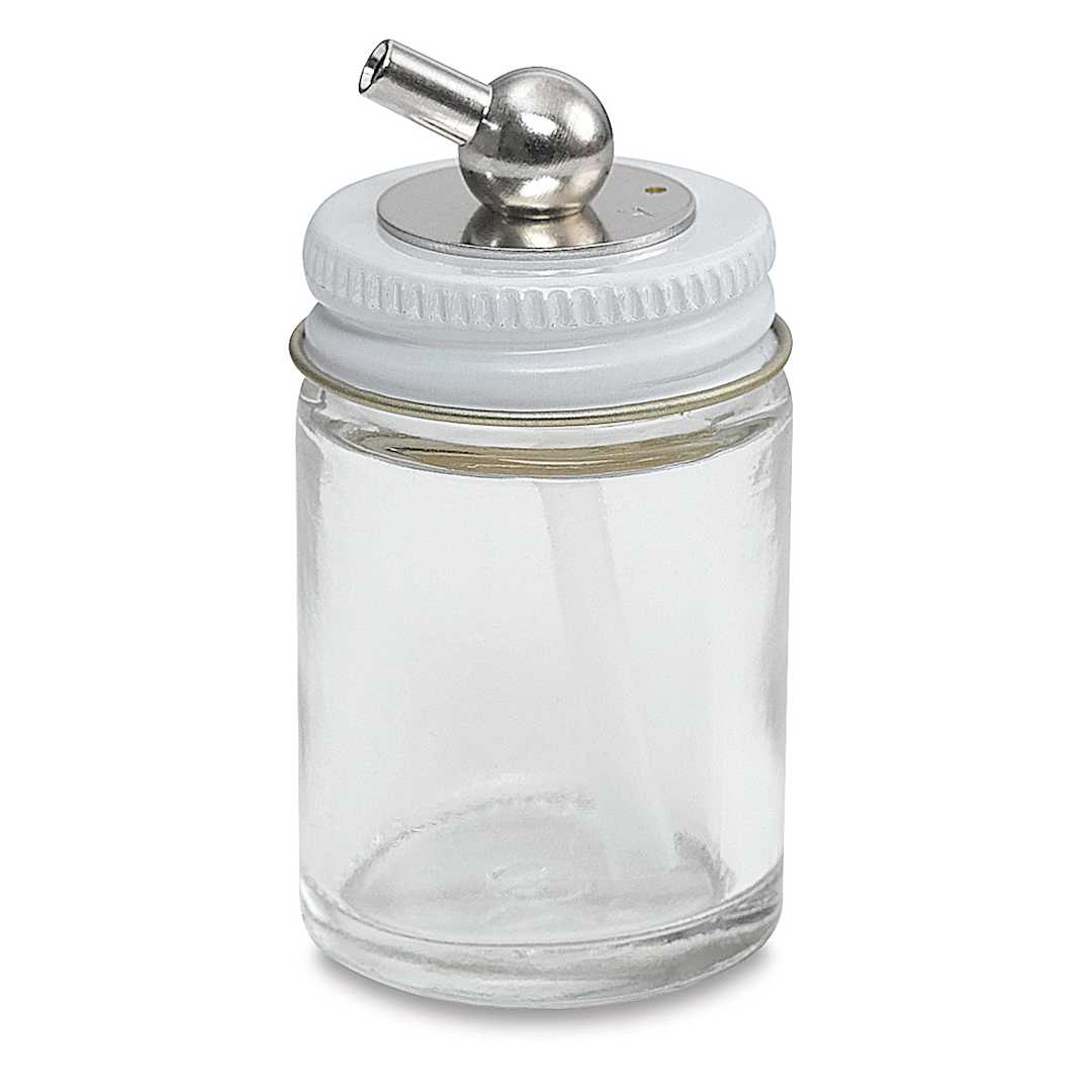Open in modal - Paasche Model H Airbrush Bottle - Front view of 1 oz Glass Bottle Complete Assembly