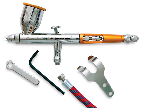 Open in modal - Paasche Talon Double Action Airbrush - Components of Complete set shown
