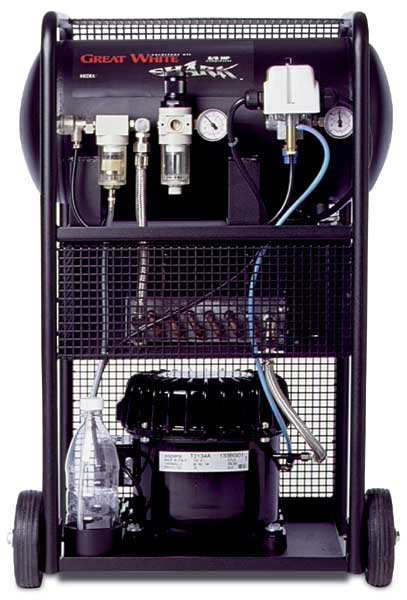 Open in modal - Iwata Great White Air Compressor - front view showing gauges