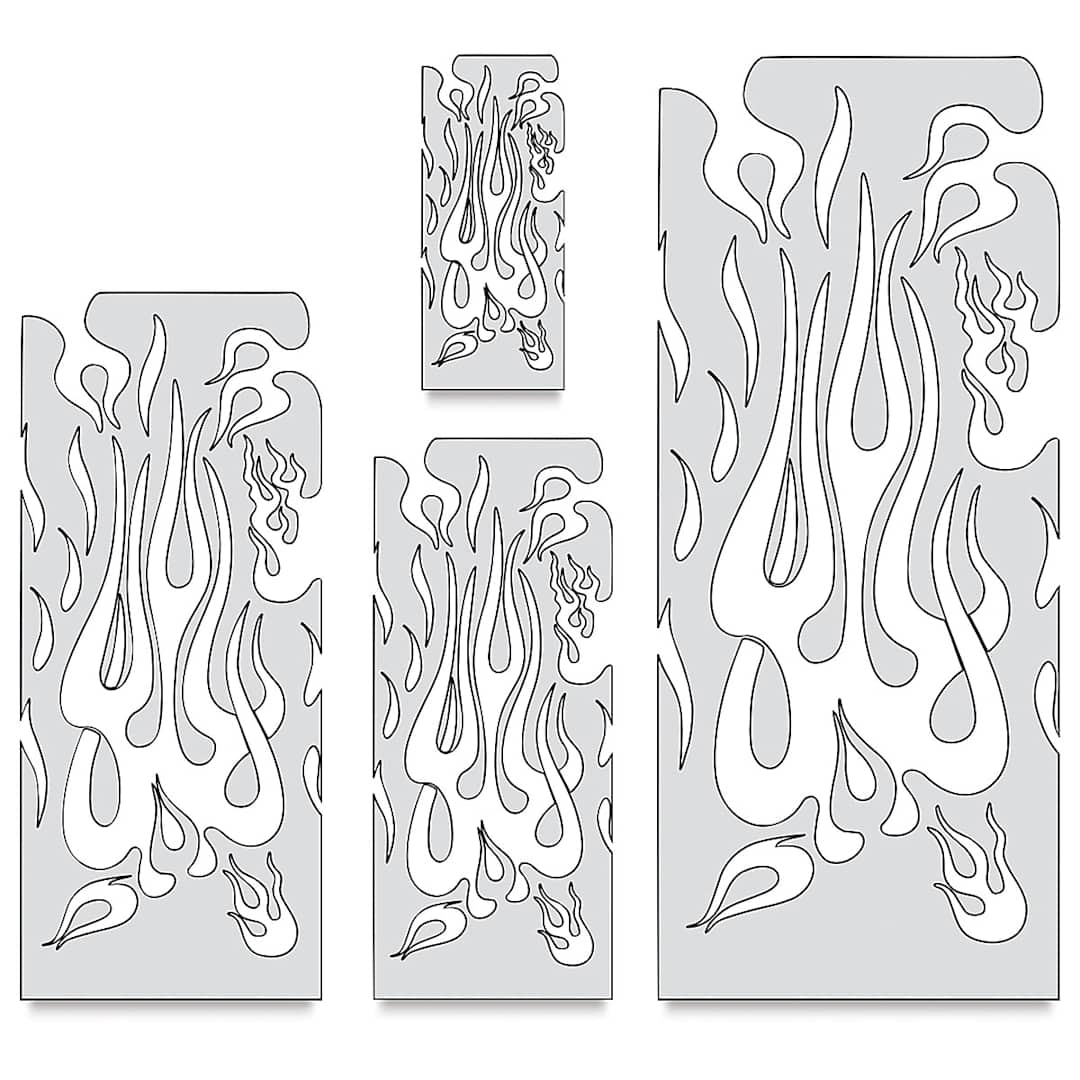 iwata artool freehand template - set of 2, flame master complete