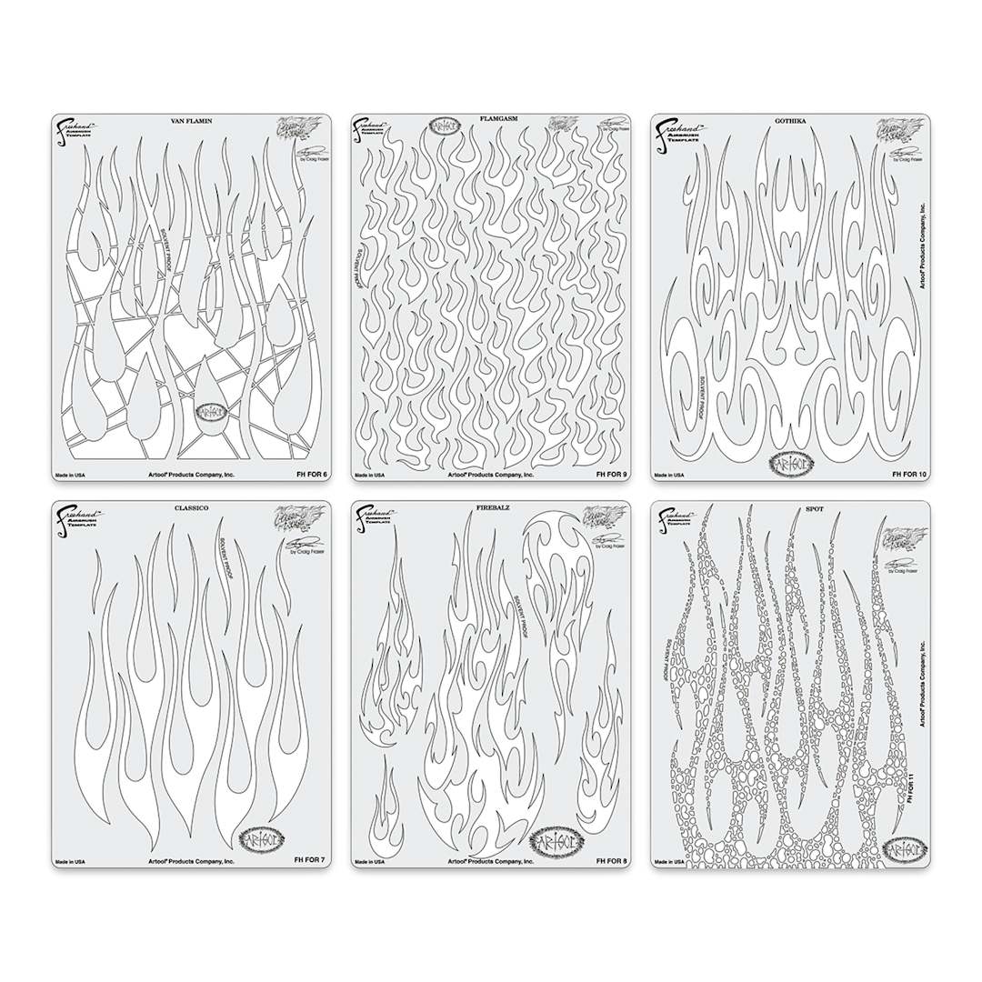 Open in modal - Iwata Artool Freehand Template - Set of 6, Flame-O-Rama 2