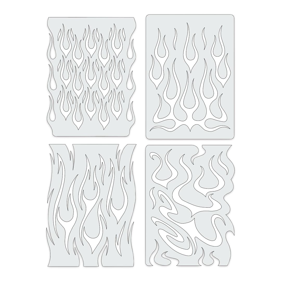 Open in modal - Iwata Artool Freehand Template - Set of 4, Flame-O-Rama-Mini