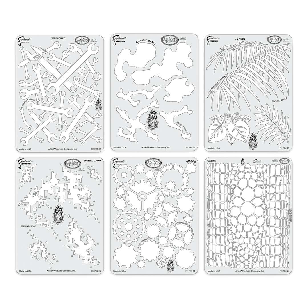 Open in modal - Iwata Artool Freehand Template - Set of 6, Kustom FX 4