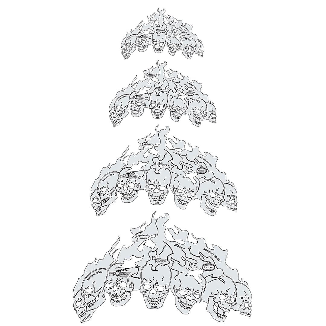 Open in modal - HotHeadz Freehand Templates - Set of 4 Hell Riders Skull Templates