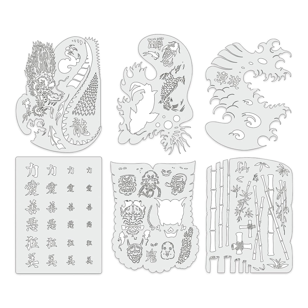 Open in modal - Iwata Artool Freehand Template - Set of 6, Kanji Master