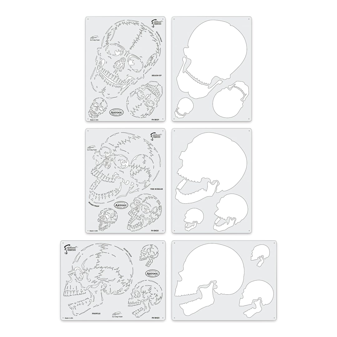 Open in modal - Iwata Artool Freehand Template - Set of 3, Horror of Skull Master