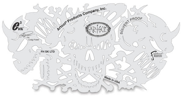 Open in modal - Artool Evil 3 Freehand Templates - front view of design
