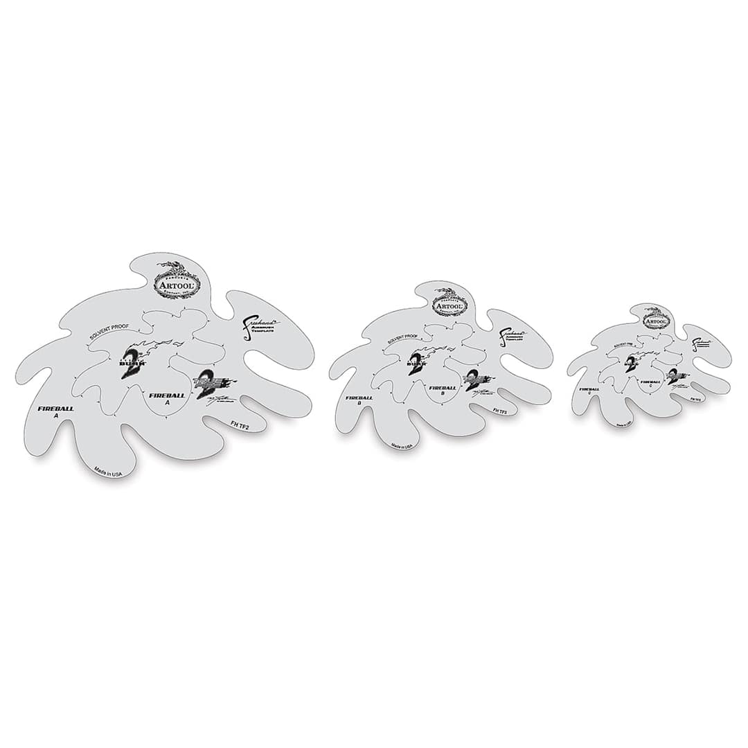 Open in modal - True Fire Freehand Templates - Set of 3 5" x 7" True Fire Mini Templates