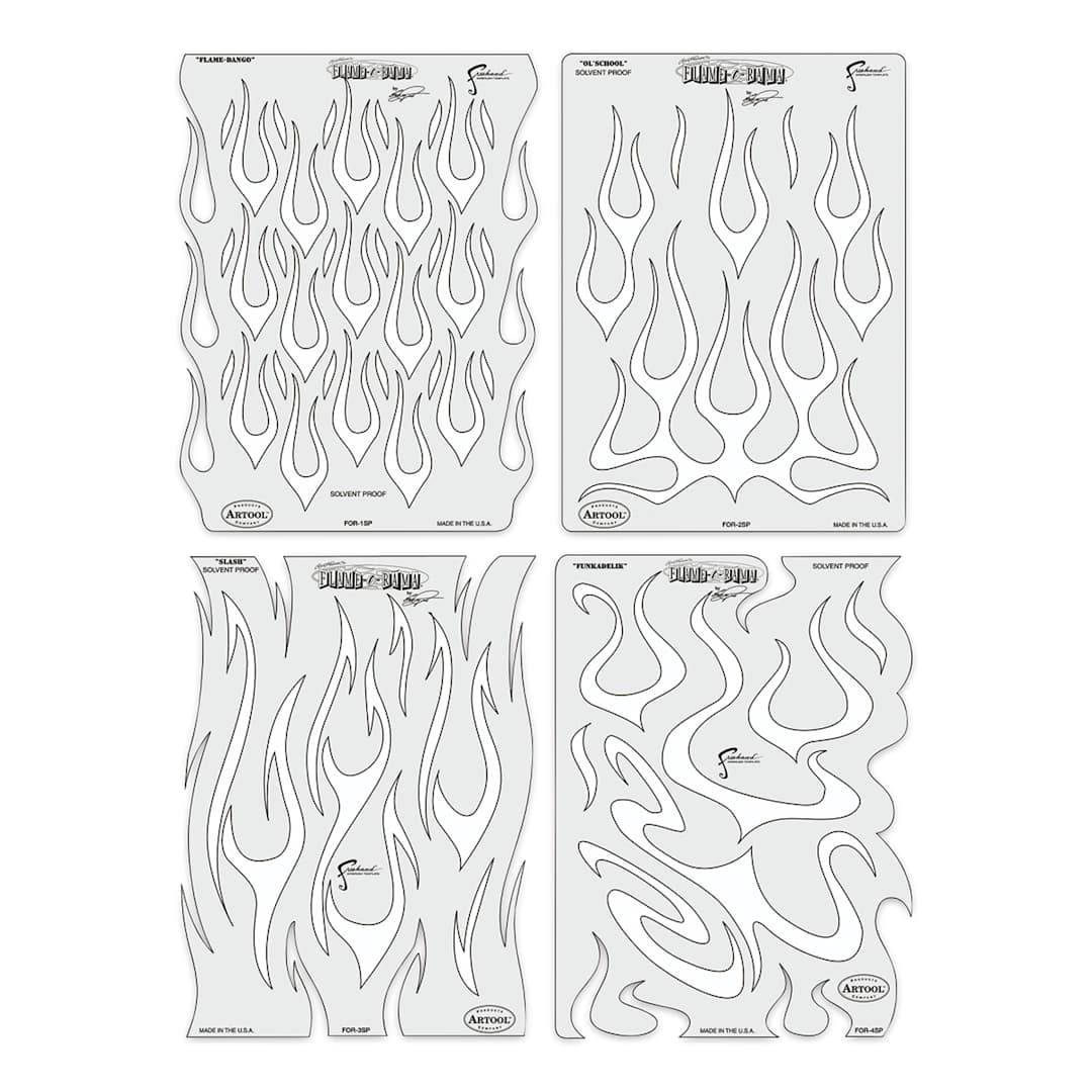 Open in modal - Iwata Artool Freehand Template - Set of 4, Flame-O-Rama