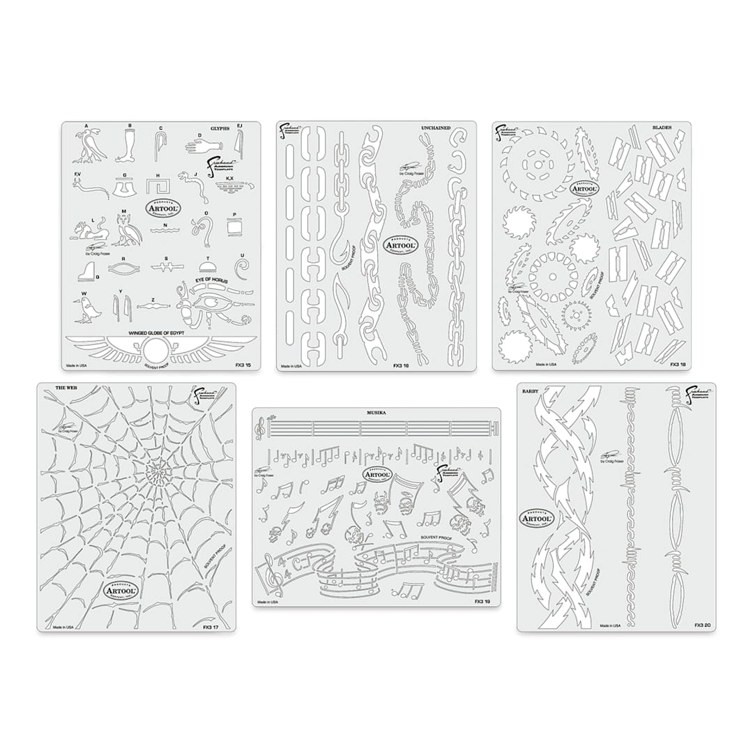 Open in modal - Iwata Artool Freehand Template - Set of 6, Kustom FX 3